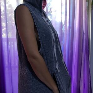 Cozy Sleeveless Lace up Hoodie